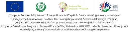 Logo: Unii Europejskiej, PODR Szepietowo, KSOW, PROW 214-2020